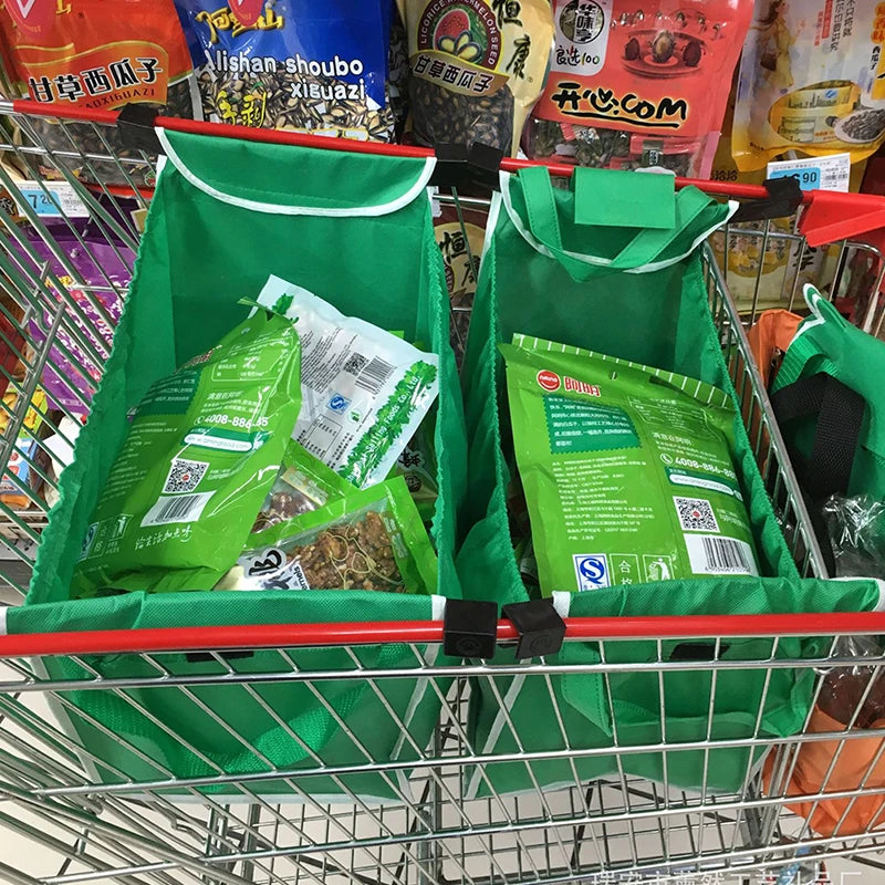 [F] Eco Friendly Trolley Tote Supermarket Shopping Bag Thicken Cart Bags Large Capacity Handbags Foldable Reusable Cart Bag
