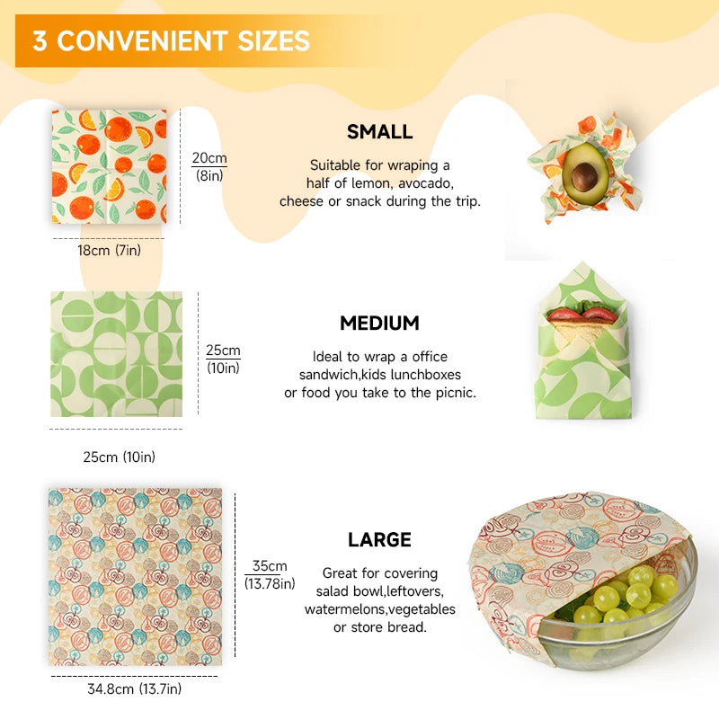 9Pack Reusable Beeswax Wraps, Ecp Friendly Beeswax Food Wrap, Bread Sandwich Wrapper, Reusable & Organic Cotton Food Wraps