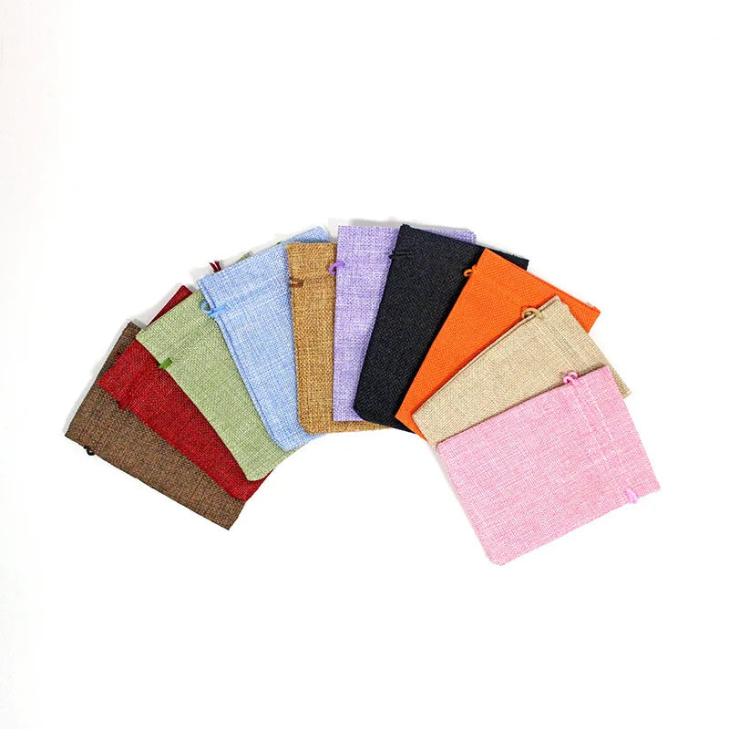 10pcs/lotNatural Hemp Bag Drawstring Hemp Gift Bag Wedding Birthday Party Valentine's Day Gift Storage Children's Candy Gift Bag