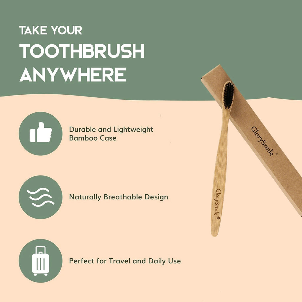 Bamboo Toothbrushes for Adults 4 Pack Wooden Toothbrush Set with Charcoal Infused Soft Bristles Natural Oral Care for Daily Use