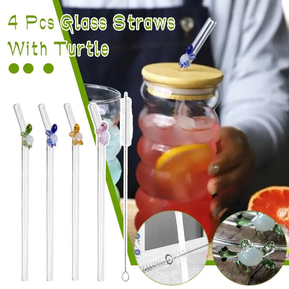 Reusable Glass Straws Eco Friendly Drinking Straws for Smoothies Cocktails Trendy Bar Accessory for Coffee Mug Tea Beer