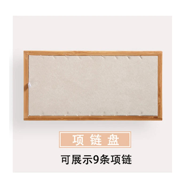 Natural Bamboo Solid Wood Jewelry Display Tray Necklace Ring Earring Storage Box Jewelry Display Plate