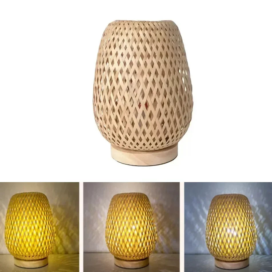 Bamboo Woven lamp Simple Bedroom Study Table Lamp Bedside Table Lamp Bamboo art Warm Decoration Desktop Decoration Table Lamp