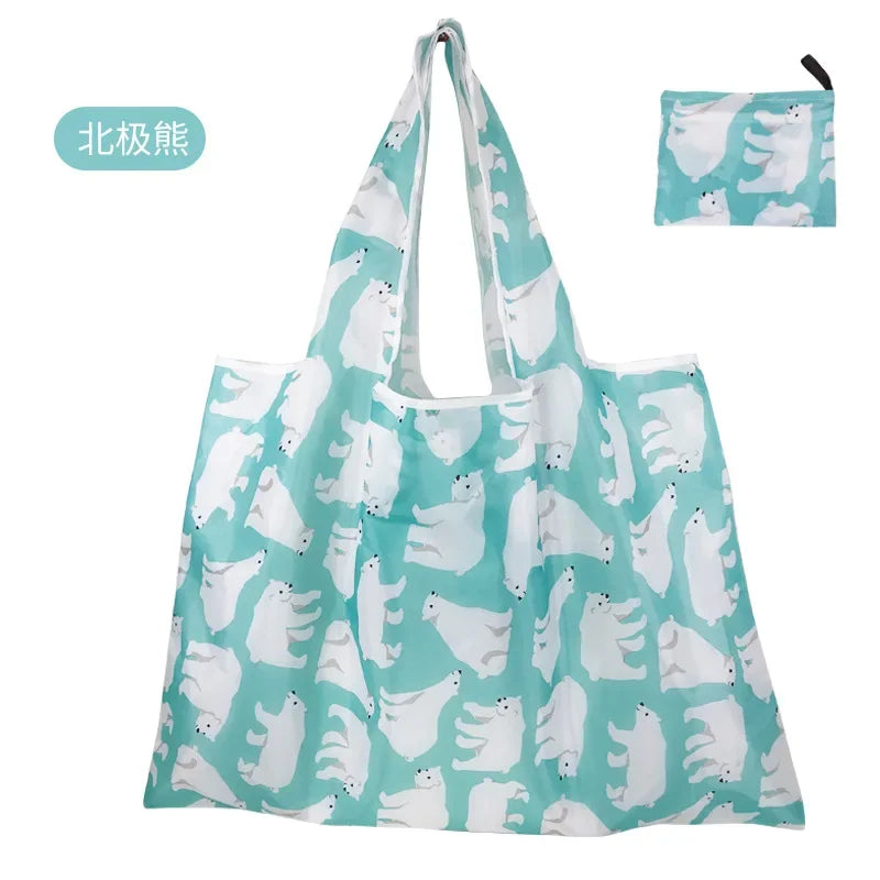 Reusable Shopping Bags Foldable Large Size Women Shopping Bags Totes Heavy Duty Washable Cloth Grocery Bags Eco-Friendly Bags
