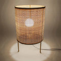 Bamboo Rattan Table Lamp Stepless Dimmable Small Beside Lamp Vintage Rattan Wooden Nightstand Lamp Bamboo Woven