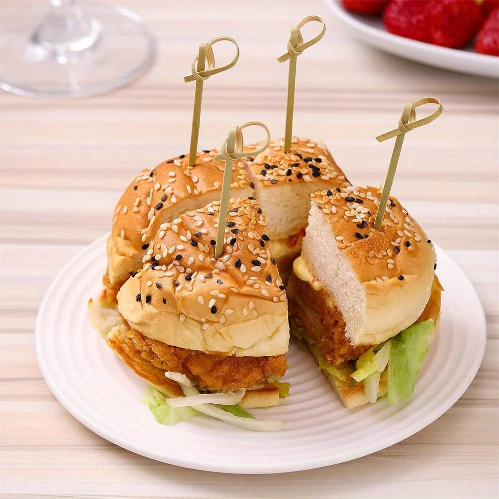 200 Pcs/Pack Cocktail Toothpicks, Appetizer Toothpicks, Natural Bamboo Skewers, Mini Food Sticks, Fancy Toothpicks for beverage