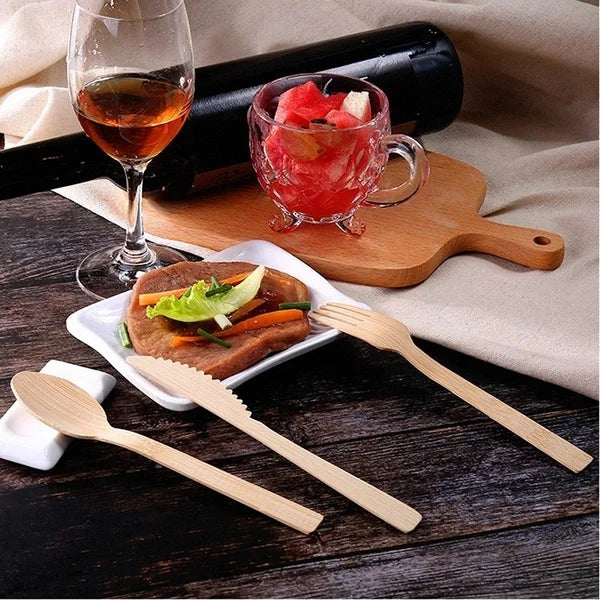 Bamboo Travel Tableware Reusable Bamboo Cutlery Set with Carrying Case Portable Wooden Dinnerware Bamboo Charcoal Toothbrush