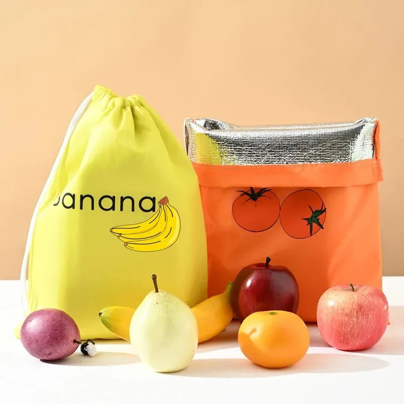 "Reusable Drawstring Produce Bags - Eco-Friendly Freshs Food Storage for Fruits & Vegetables, Kitchen & Refrigerator Organizer"
