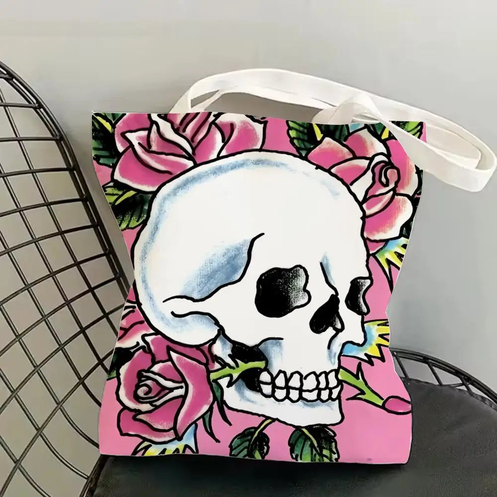 Fashion e-EdS H-HardyS Storage Bags Canvas Double-Sided Print Fashion Shoulder Tote Shopping Bag Gift Eco Handbags