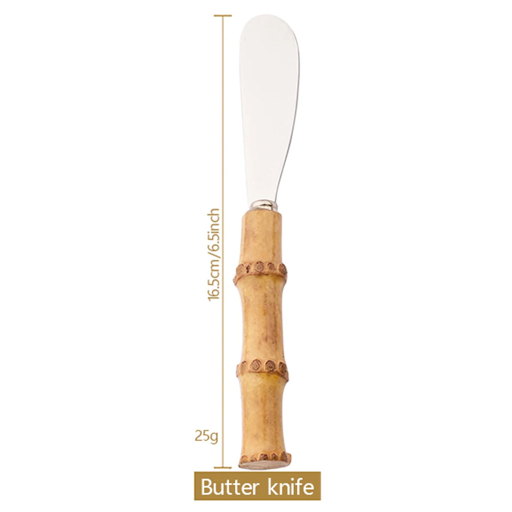 Bamboo Cheese Knives Set Cheese Cutlery Stainless Steel Cheese Slicer Cutter Mini Knife Butter Knife Spatula Fork Kitchen Tools