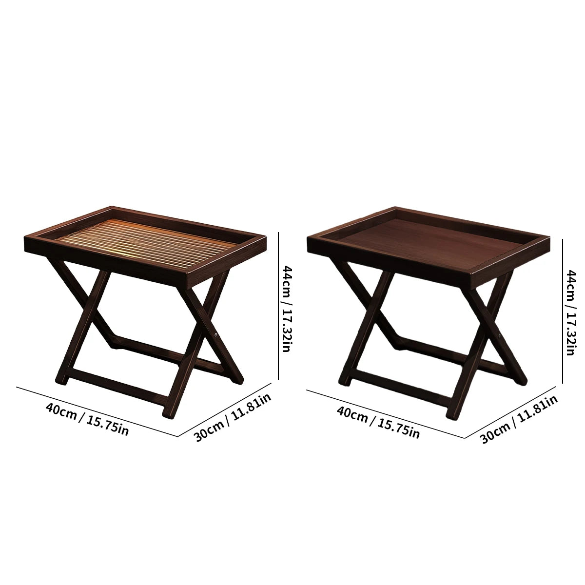 Tea-Colored Outdoor Folding Bamboo Side Table - 15.75"x11.81" Weather Resistant Lightweight for Camping Patio