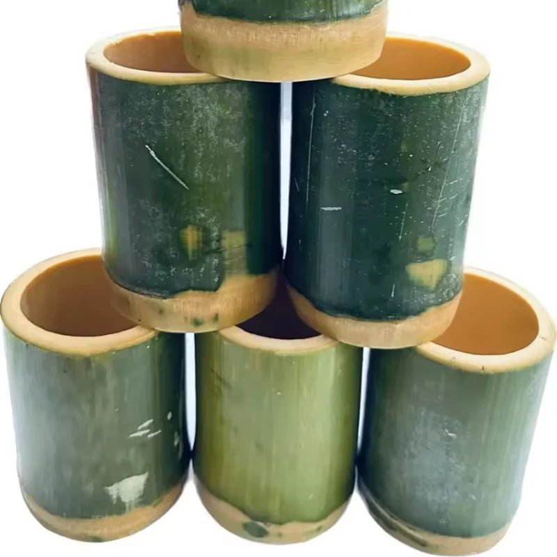 Bamboo Cup Stylish Round Handmade Creative Reusable Bubble Tea Cup Chocolate Cookies Cup for Picnic Housewarming Gift Dinner