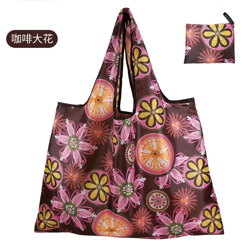 Reusable Shopping Bags Foldable Large Size Women Shopping Bags Totes Heavy Duty Washable Cloth Grocery Bags Eco-Friendly Bags