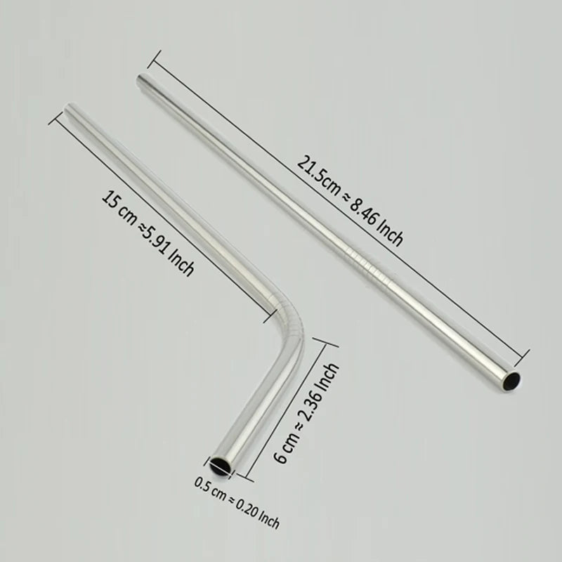 Reusable Metal Straws Set 304 Stainless Steel Drinking Straw for Bubble Tea with Bursh Portable Bag Eco Friendly Products