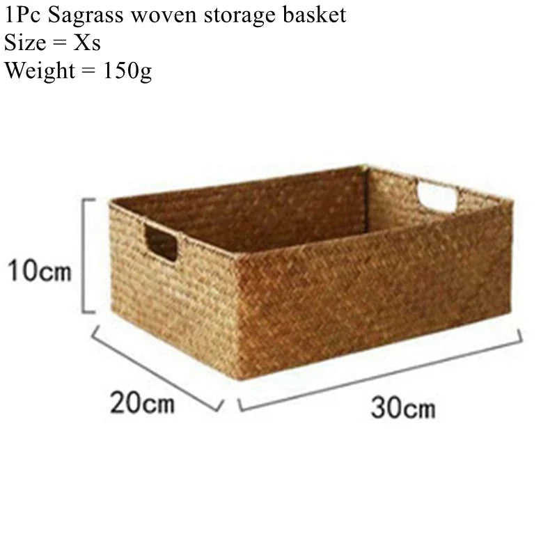 Zerolife Natural Woven Seagrass Basket, Straw Wicker Storage Container for Home Table, Fruit Bread Towels & Small Kitchen