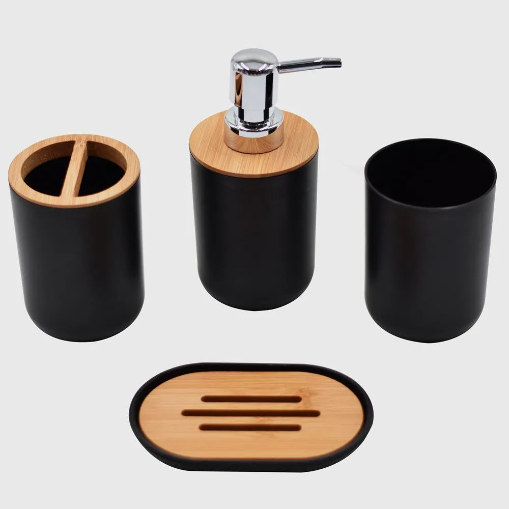 Fashionable Bathroom Bamboo and Wood Kit Nordic Toilet Supplies Bathroom Supplies Storage Set Bathroom Four Piece Set